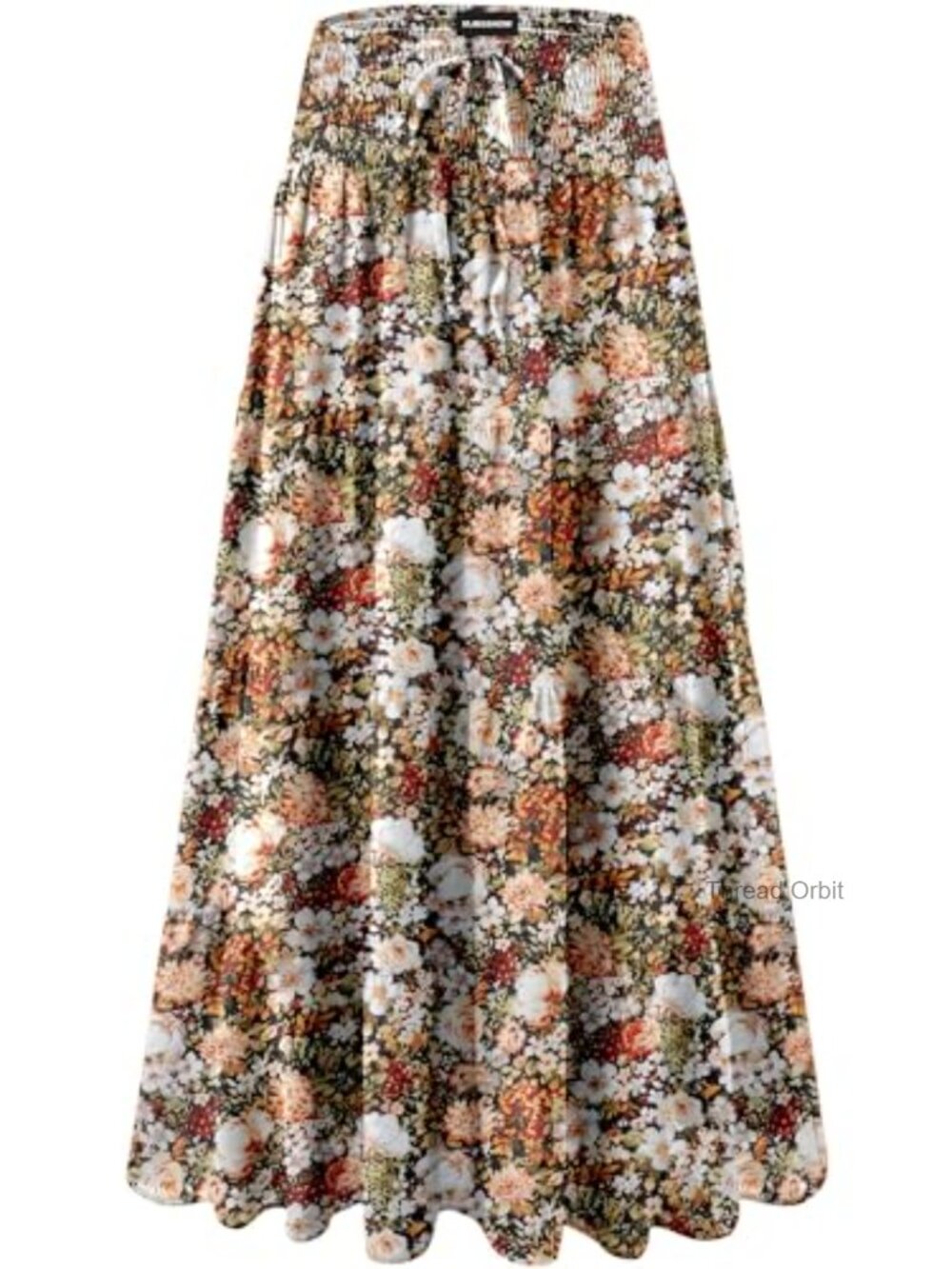 Women's High-Waist Ruffle Maxi Skirt Pleated A-Line Flowy Boho Long Skirt